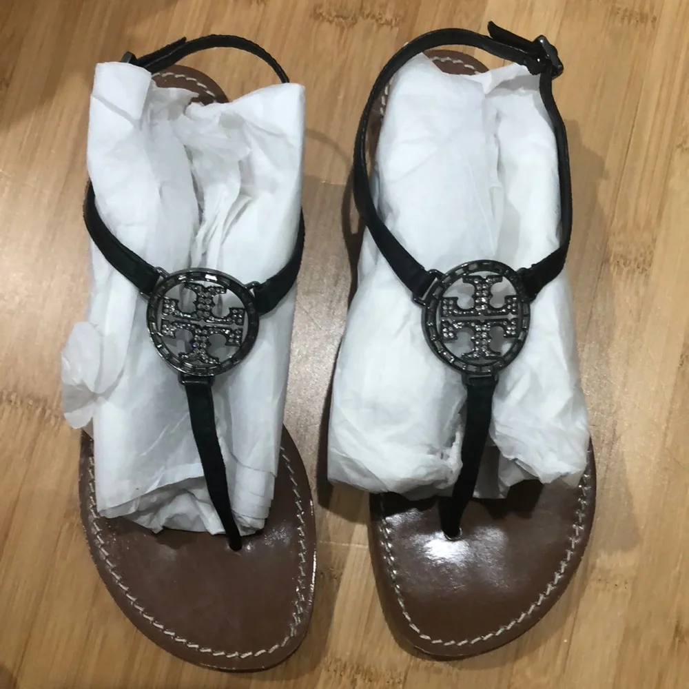 Tory Burch Violet Leather Sandals - Picture 1 of 6